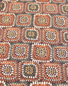 Detail view of print Vegas Geometric Print with Metallic Detailing Scarf & Wrap Brown Multicolor Square Patterned Scarf - Shebobo