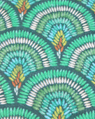 Detail view of pattern Vegas Geometric Print with Metallic Detailing Scarf & Wrap Green Multicolor Peacock Patterned Scarf - Shebobo