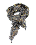 Vegas Geometric Print with Metallic Detailing Scarf & Wrap Black Multicolor Peacock Patterned Scarf - Shebobo