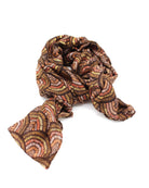 Vegas Geometric Print with Metallic Detailing Scarf & Wrap Brown Multicolor Peacock Patterned Scarf - Shebobo