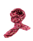 Vegas Geometric Print with Metallic Detailing Scarf & Wrap Fuchsia Pink Multicolor Peacock Patterned Scarf - Shebobo