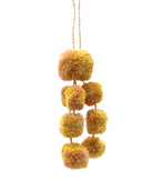 Waterfall Pompom Butter yellow and Natural Two Tone Color Multiple Raffia Poufs Charm handmade bag embellishment or decor natural straw ornamentation - Shebobo