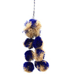 Waterfall Pompom Navy Blue and Natural Two Tone  Color Multiple Raffia Poufs Charm handmade bag embellishment or decor natural straw ornamentation - Shebobo