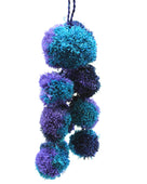 Waterfall Pompom Turquoise Multicolor Multiple Raffia Poufs Charm handmade bag embellishment or decor turquoise, blue, navy straw ornamentation - Shebobo