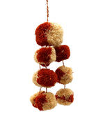 Waterfall Pompom Whisky and Natural Two Tone Color Multiple Raffia Poufs Charm handmade bag embellishment or decor natural straw ornamentation - Shebobo