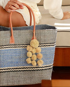 Waterfall Pompom Solid Natural Color Multiple Raffia Poufs Charm handmade bag embellishment or decor natural straw ornamentation - Shebobo