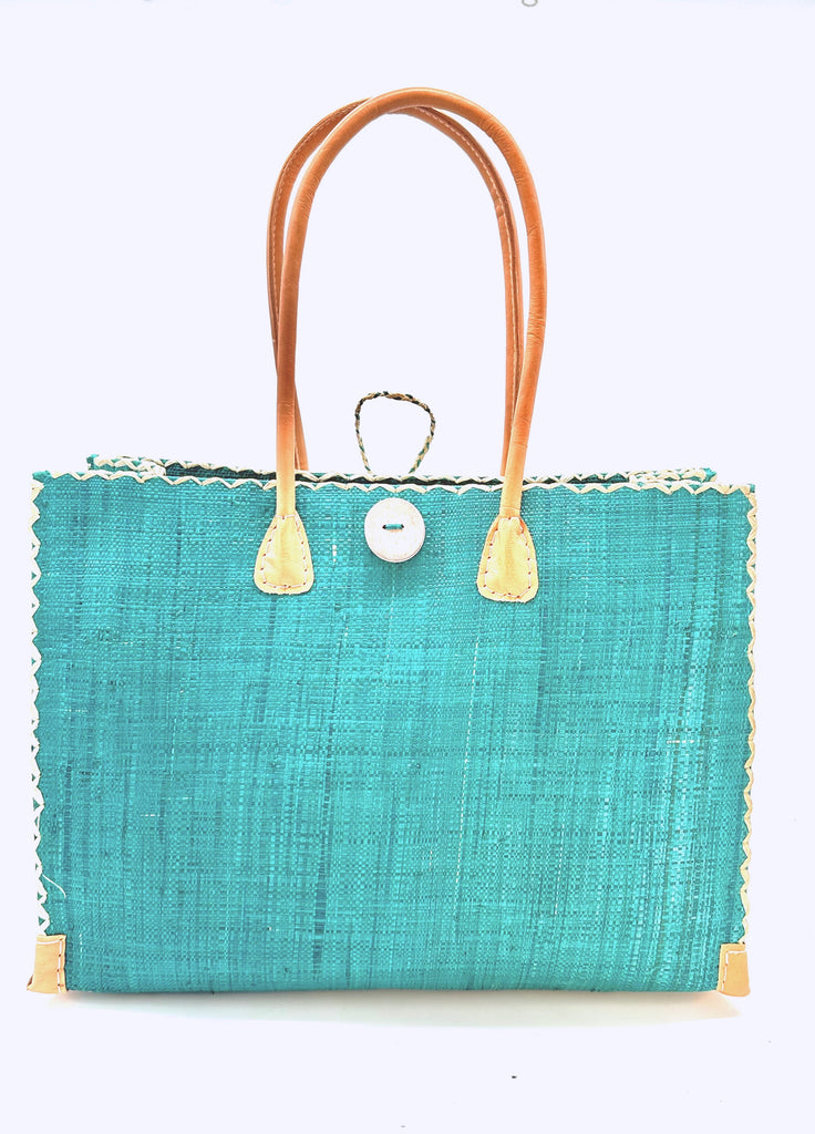 Zafran Large Straw Beach Bag with Plastic Liner - Shebobo