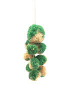 Waterfall Pompom Mint Two Tone Multicolor Multiple Raffia Poufs Charm handmade bag embellishment or decor mint green and natural straw ornamentation - Shebobo