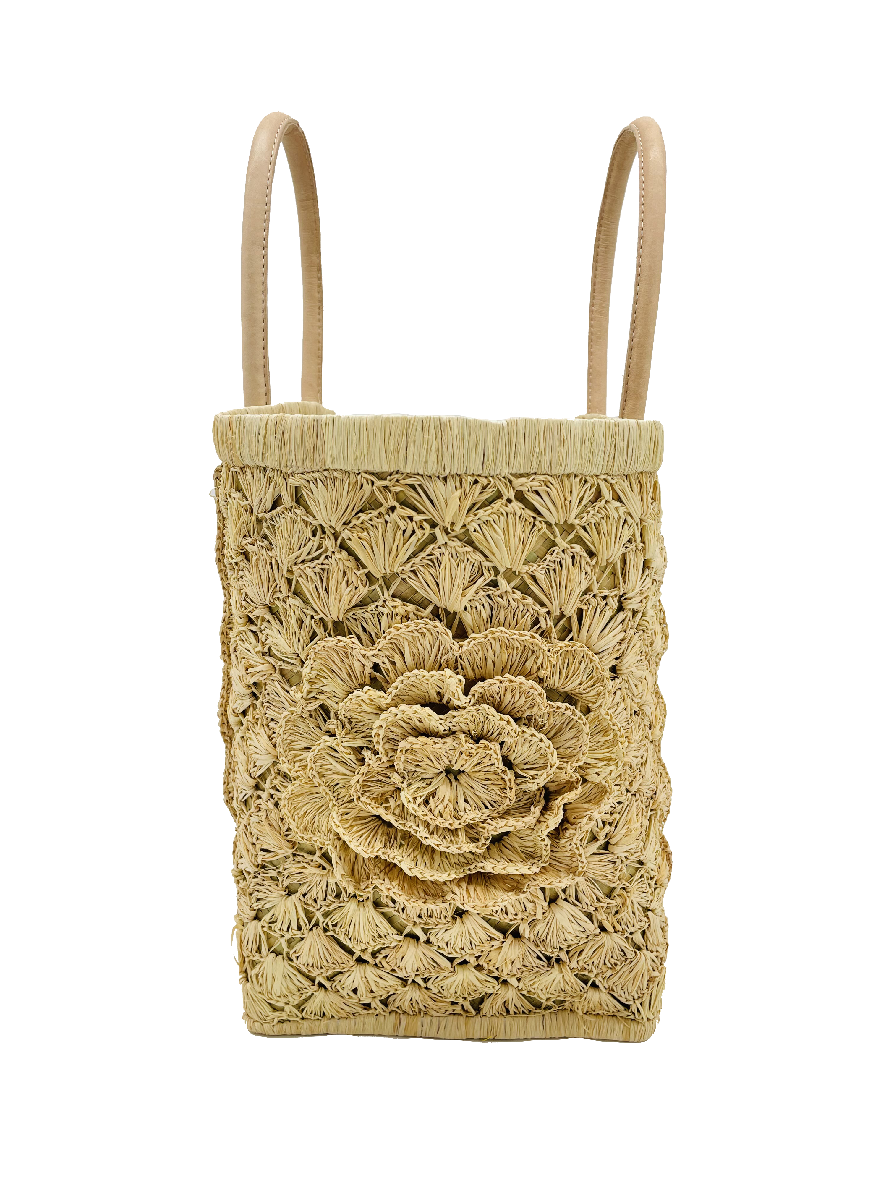 Shop LOEWE Large basket bag in palm leaf and calfskin (327.02.S81) by  momochani | BUYMA
